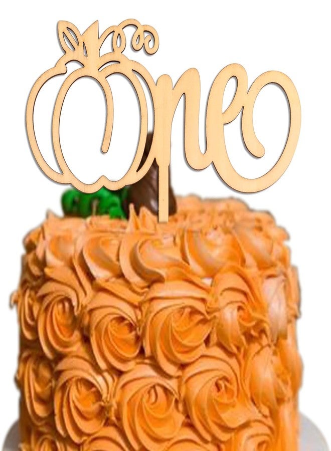 Cliths Little Pumpkin Wooden Cake Topper - First Birthday Halloween Theme Cake Decoration, Wooden One Cake Topper for 1st Birthday Party - Image 1